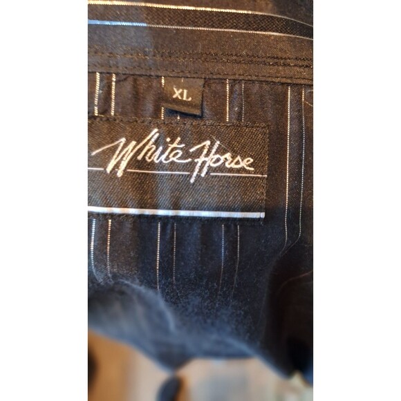 White Horse Western Cowboy Striped Black Pearl Snap Men’s Size XL NICE - Picture 5 of 6